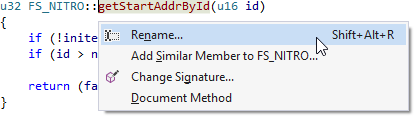 context aware refactoring menu