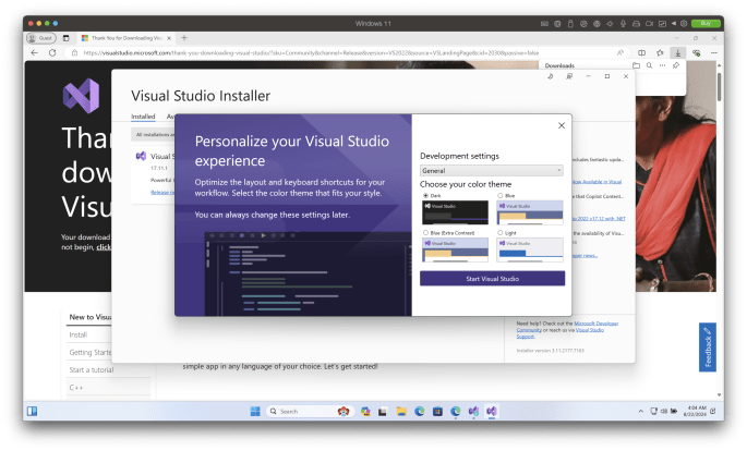 visual studio on a mac